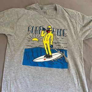 Surf Ride Grey Graphic T-Shirt Yellow Covid Hazmat Suit On Surfboard Surfing